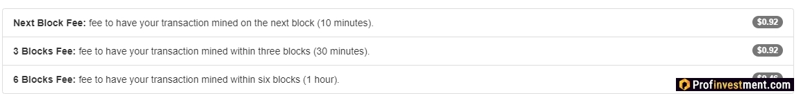 размер комиссии на сайте bitcoinfees.info